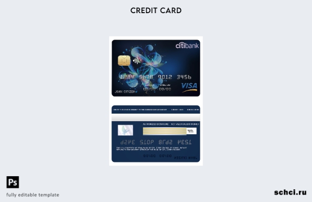 цифровая загрузка шаблона карты Visa банка Citi Кот д'Ивуара